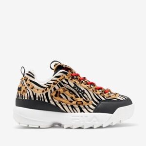 Fila Disrupter sneakers in cheetah zebra print